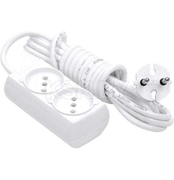 Удлинитель 2 розетки 3м без з/к белый BR-1542-3 Borsan (BR-1542-3) 