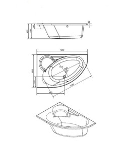 Ванна акриловая угловая 153x100 см CERSANIT "KALIOPE" левая   (без ног)