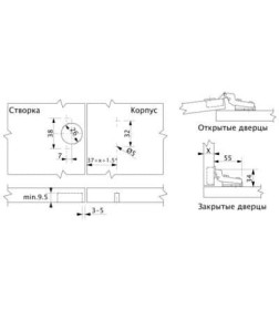 Петля внутренняя 07 с креплением h=0 без еврошурупа GTV