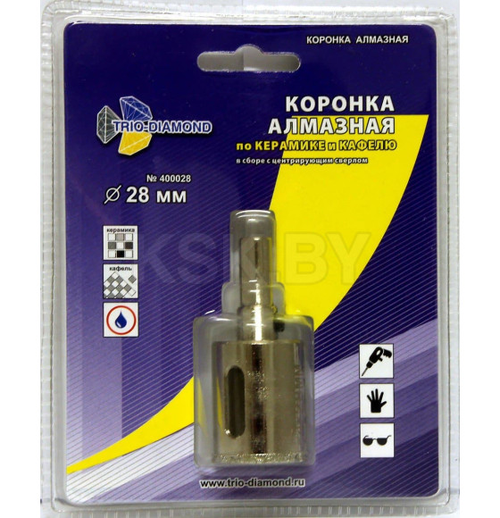 Коронка Trio-diamond по керамике и кафелю с центрирующим сверлом 28 mm (400028) 