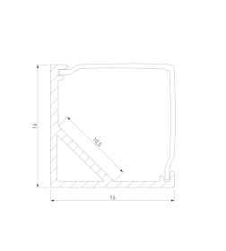 Квадратный угловой алюминиевый профиль для LED ленты (под ленту до 10mm) LL-2-ALP009