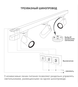 Трехфазный шинопровод белый (2м.) / TRL-1-3-200-WH