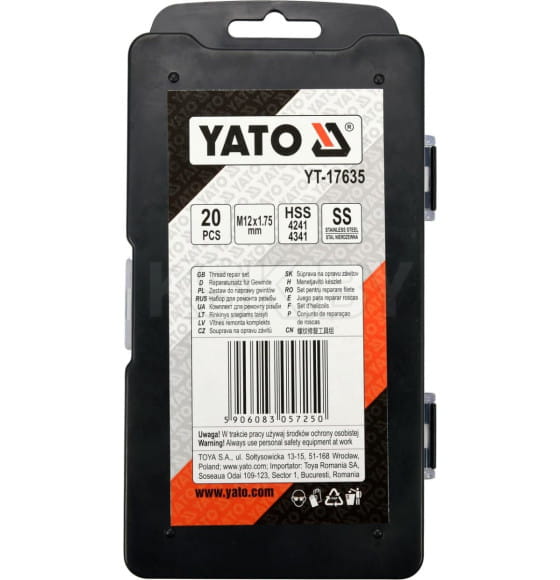 Набор для ремонта резьбы М12*1,75мм. YATO (YT-17635) 