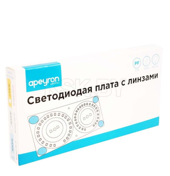 Плата светодиодная 220В, 24Вт, smd2835, 80Лм/Вт, 6500К, 160*80мм, прямоугольная с линзой IP20 Apeyron (02-23) 