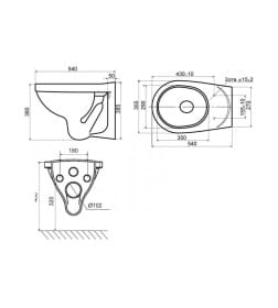 Унитаз подвесной с инсталляцией Сантери. Альфа Комфорт 