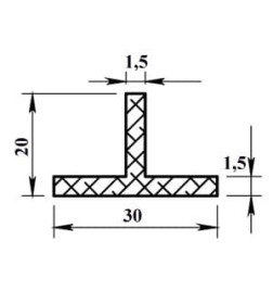 Тавр алюминиевый 30х20х1,5х2000мм