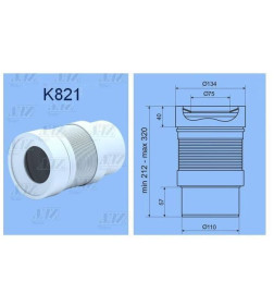 Удлинитель гибкий для унитаза с выпуском 110 мм K821 АНИ пласт