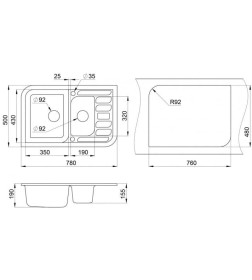 Мойка кухонная гранитная Granula 7803 песок 780х500 мм.