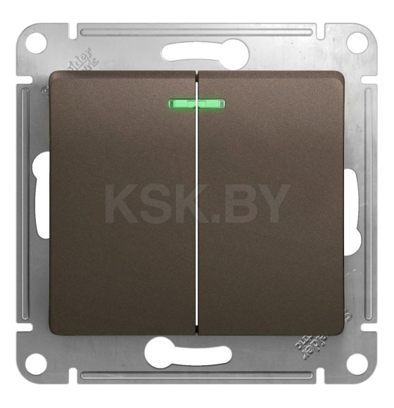 Выключатель 2кл. 10А с индик шоколад Schneider Electric Glossa (GSL000853) 