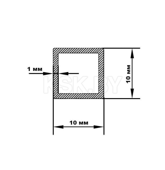 Трубка алюминиевая квадратная 10х10х1х1000мм (14057) 