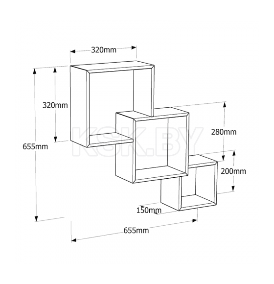 Комплект полок FIS1 Square module дуб сонома (67313) 