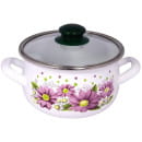 Кастрюля эмалированная со стеклянной крышкой "Розовые герберы" 5,1 л (2400-5,1) 
