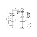 Душевая система FerroRondo Lux Black, верхний дуй круг 200 мм., лейка 3 реж. 97 мм., штанга 1060 мм., хр (NP23-BL) 