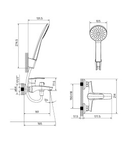 Смеситель для ванны IDDIS, Ray, RAYBL02I02