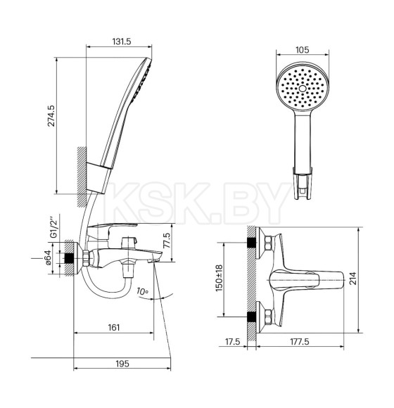 Смеситель для ванны IDDIS Ray RAYWT02I02 (RAYWT02I02) 