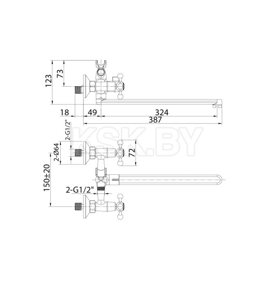 Смеситель для ванны с длинным изливом Milardo Duplex DUPSBL2M10 (DUPSBL2M10) 