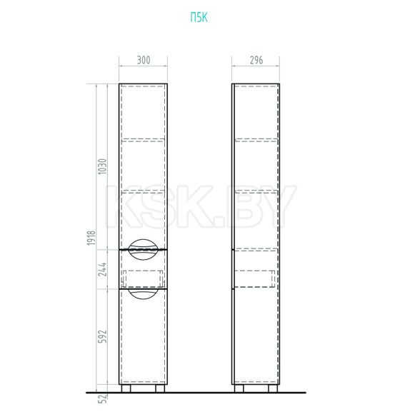 Пенал напольный Vigo Callao 2-30 с бельевой корзиной pn.CAL.30 (pn.CAL.30) 