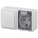 Блок розетка+выключатель двойной 16А белый IP54 Эра (11-7402-01) 