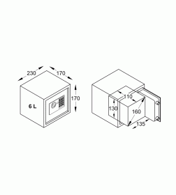 Сейф Amig 230х170х170мм серый