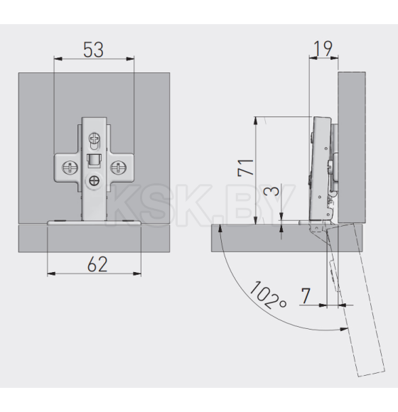 Петля D35 с доводчиком накладная с проводником H-0 без евровинта  (ZM-INHC090BEO) 