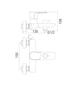 Смеситель для ванны Gross Aqua Evo, 2155297С