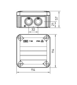 Коробка разветвительная для открытой установки Т60 114х114х57мм  IP66 OBO-BETTERMANN