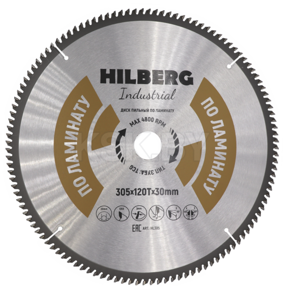 Диск пильный серия Hilberg Industrial ЛАМИНАТ 305*120Т*30 mm (HL305) 