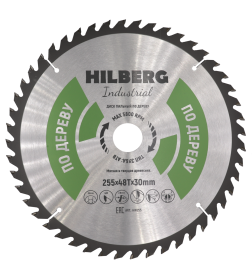 Диск пильный серия Hilberg Industrial Дерево 255*48Т*30 mm