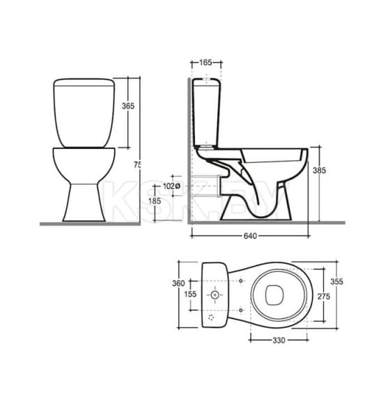 Унитаз напольный Керамин Позитано (сидение полипропилен) сорт 1