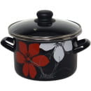 Кастрюля эмалированная "Кр-Бел. Цветок" 2,5 л, ручкка крышки пластик, (форма цилиндр) САНТЭКС  (1-2225112) 