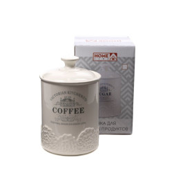 Банка для сыпучих продуктов керамическая "Coffee" 650 мл/10,5*10,5*16,5 см, HC1910017-6.5C