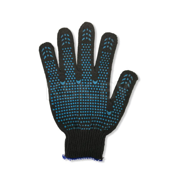 Перчатки трикотажные с ПВХ  х/б 10 кл. 160 текст. 19 размер , черные (00265) 