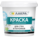 Краска водно-дисперсионная внутренняя ЛАКРА для стен и потолков белоснежный,  1,3 кг