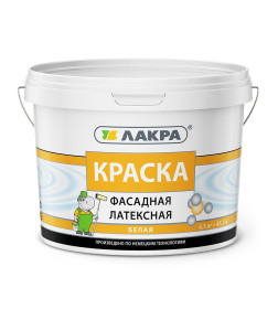 Краска водно-дисперсионная фасадная ЛАКРА, 6,5 кг