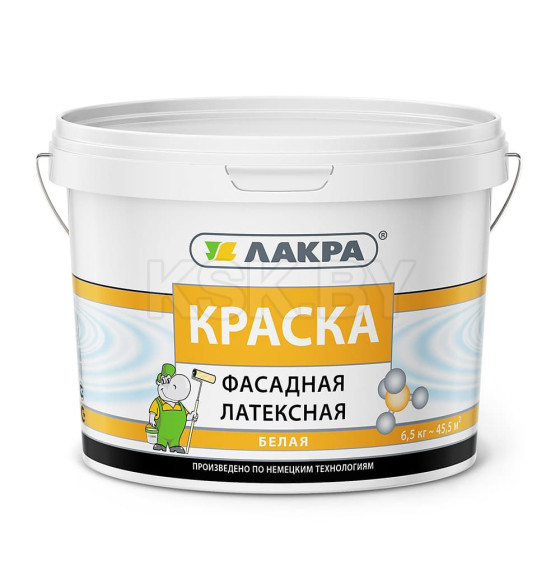 Краска водно-дисперсионная фасадная ЛАКРА, 6,5 кг