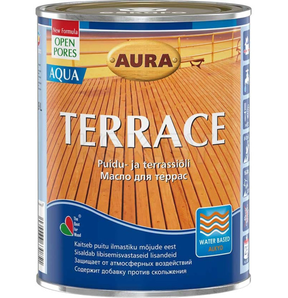 Масло для террас Aura Terrace Aqua (коричневый) 0,9 л 