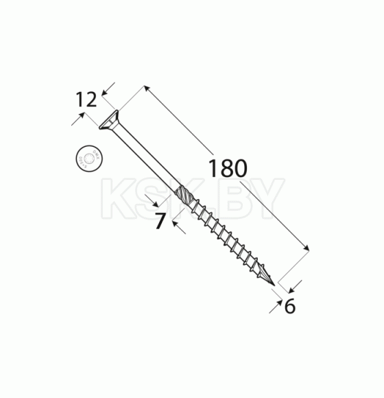 Шуруп самонарезающий для дерева потай 6х180 (310618) 