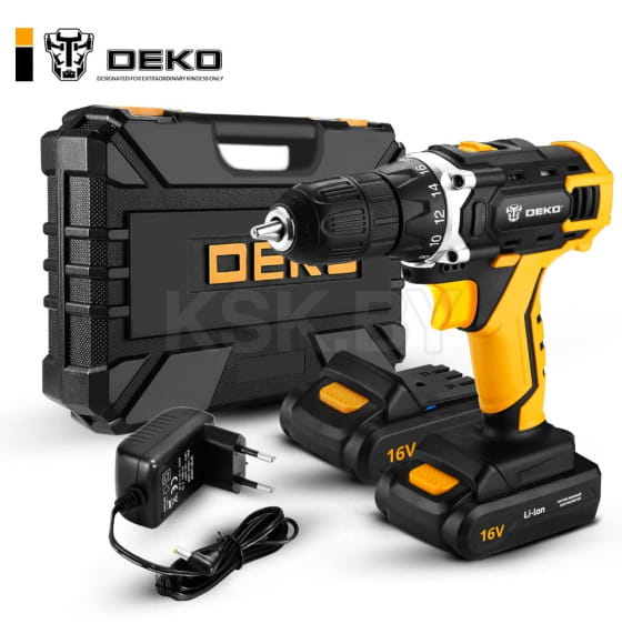 Дрель-шуруповерт аккумуляторная DEKO DKCD16FU-Li SET 63 (063-4099) 