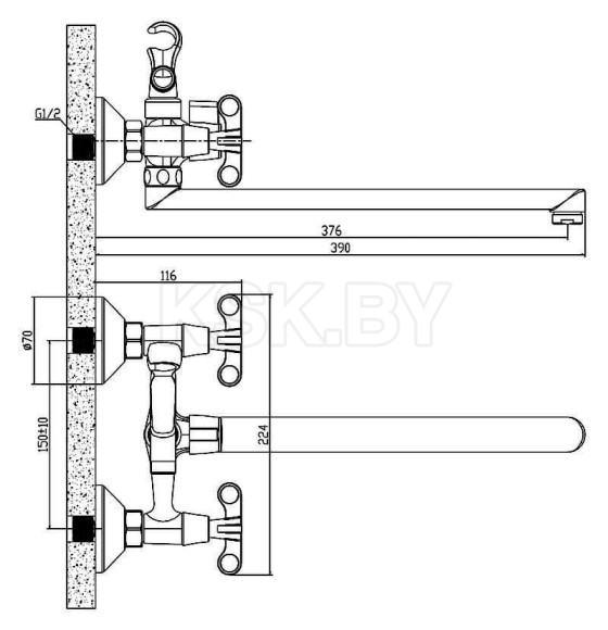 Смеситель для ванны Rossinka Silvermix RS42-80 (RS42-80) 