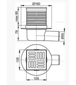 Трап для душа Alcaplast 105х105мм, APV31-BL-01