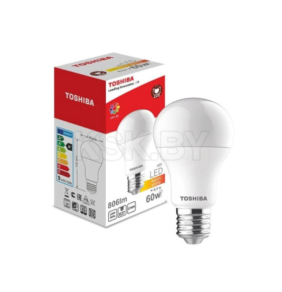 Лампа светодиодная Bulb E27 8,5W 220в. 3000K A60 Toshiba (00101315913A) 