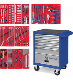 Тележка инструментальная с набором инструментов МАСТЕР 205 предметов МАСТАК 52-05205B
