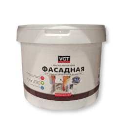 Краска водно-дисперсионная. VGT ВД-АК-1180 фасадная, белоснежная, 25 кг