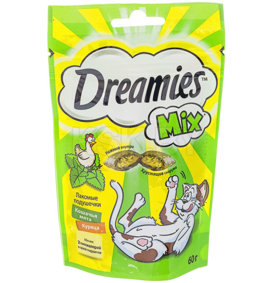 Лакомство Dreamies для взрослых кошек с курице и кош. мятой 60 гр