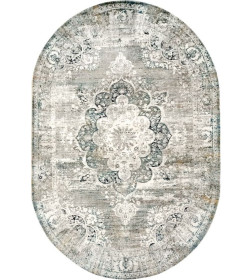 Ковер 0,8х1,5м LEDA  B016A-CREAM-BLUE-OVAL