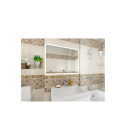 Зеркало с подсветкой Silver Mirrors.Стив Led 800х680х30мм  (подогрев, часы, сенсорный выключатель)
