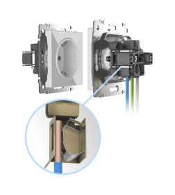 Розетка с заземлением, безвинтовой зажим серебряный Werkel