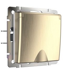 Розетка влагозащ. с зазем. с защит. крышкой и шторками шампань рифленый Werkel