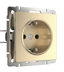 Розетка с заземлением и шторками шампань рифленый Werkel