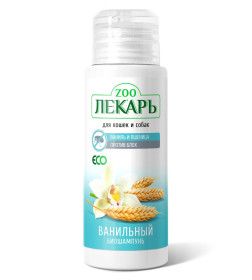 БИОшампунь ЭКО ZOOЛЕКАРЬ "Ванильный" с пшеницей для кошек и собак против блох, 80мл